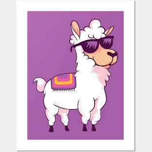 Cool Llama with Sunglasses Posters and Art